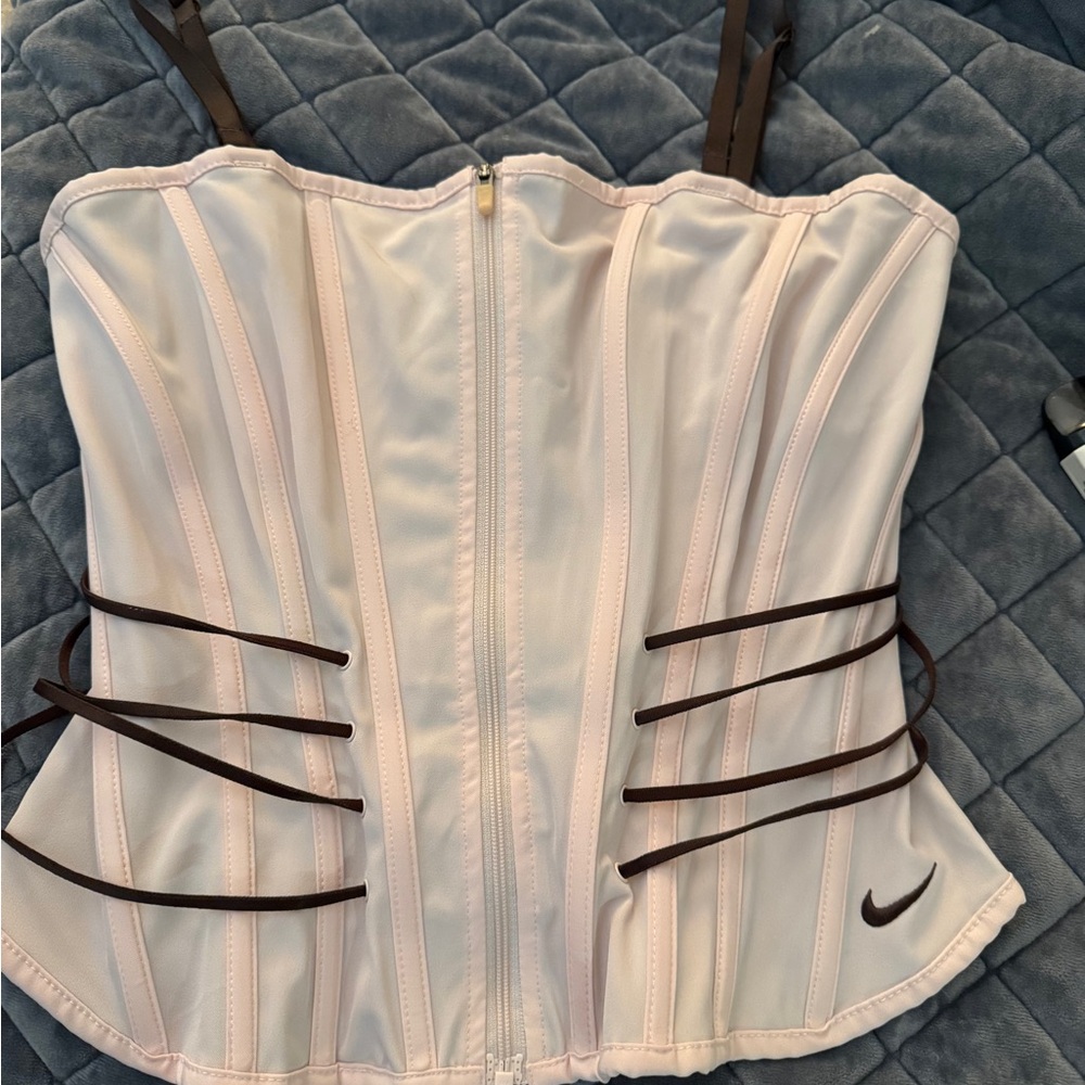 Nike Women's Corset Top - White and Brown